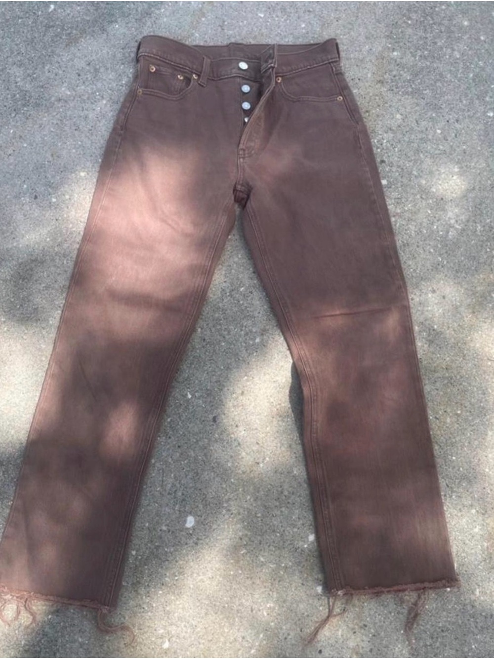 GAP Women's Straight-Leg High Rise Jeans in Brown.  Raw Hem